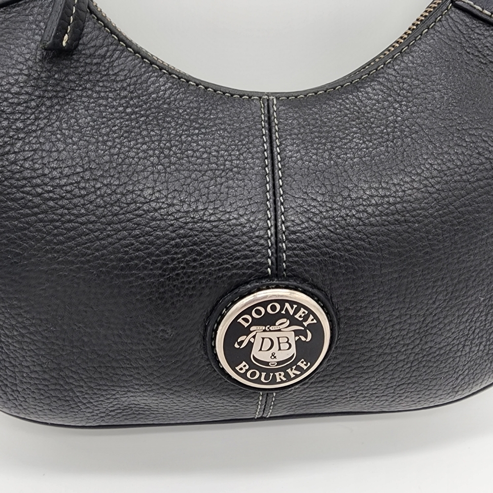 Dooney & Bourke Y2K Small Black Pebbled Leather Hobo Bag - Picture 4 of 16